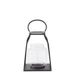 Med. Black Metal Trapezoid Lanterns w/Glass