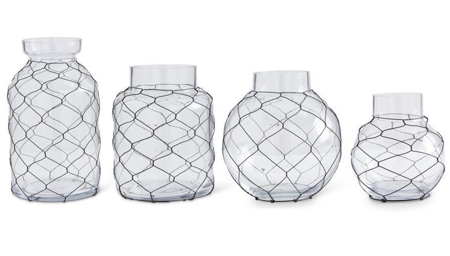 6" Glass Jar w/ Chicken Wire