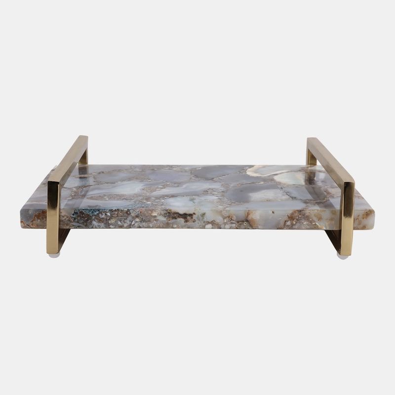 Blue Agate Tray w/ Gold Handles