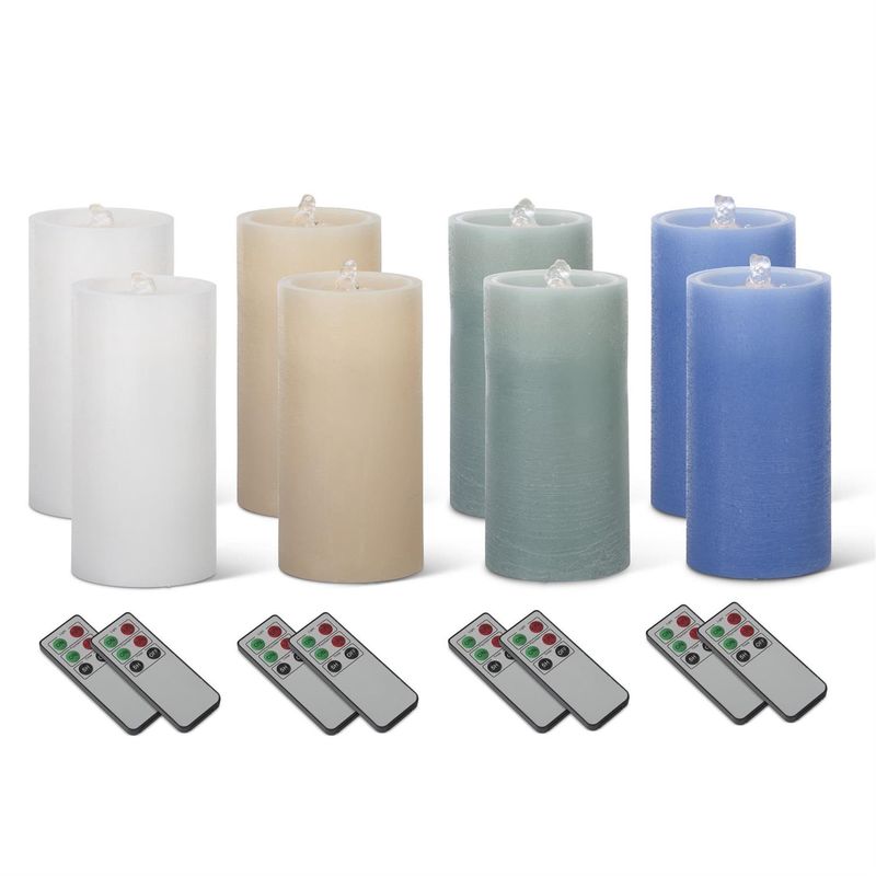 7.75" White LED Wax Pillar Water Candle