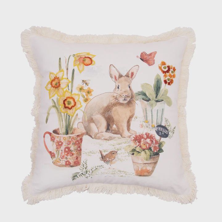 18" Garden Bunny Pillow