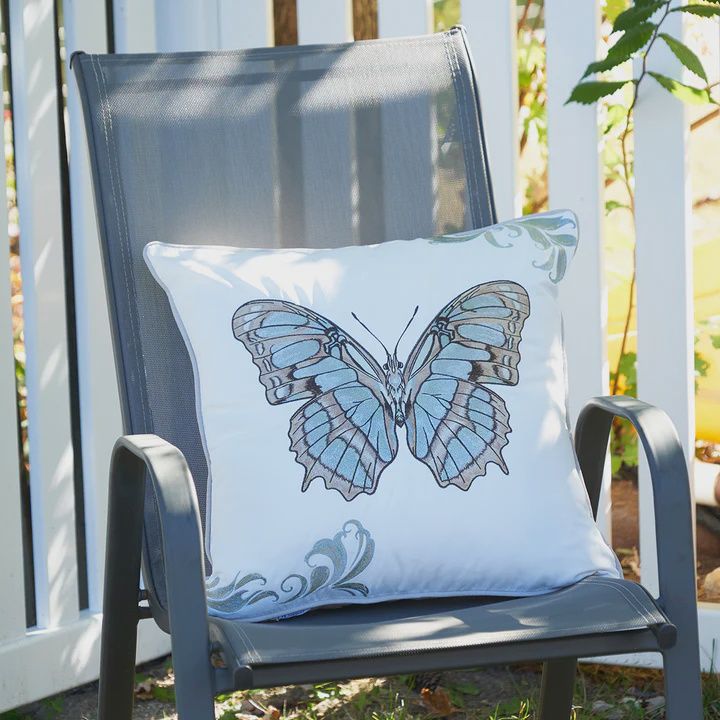 20" Green Malachite Butterfly Indoor/Outdoor Pillow