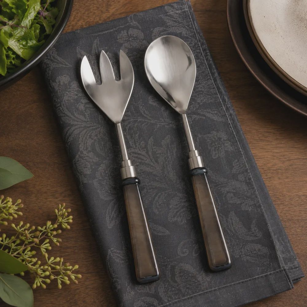 SHREVE BLK GLASS SALAD SET