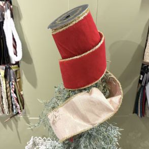 Velvet Met. DBL Tinsel Edge Red 4"