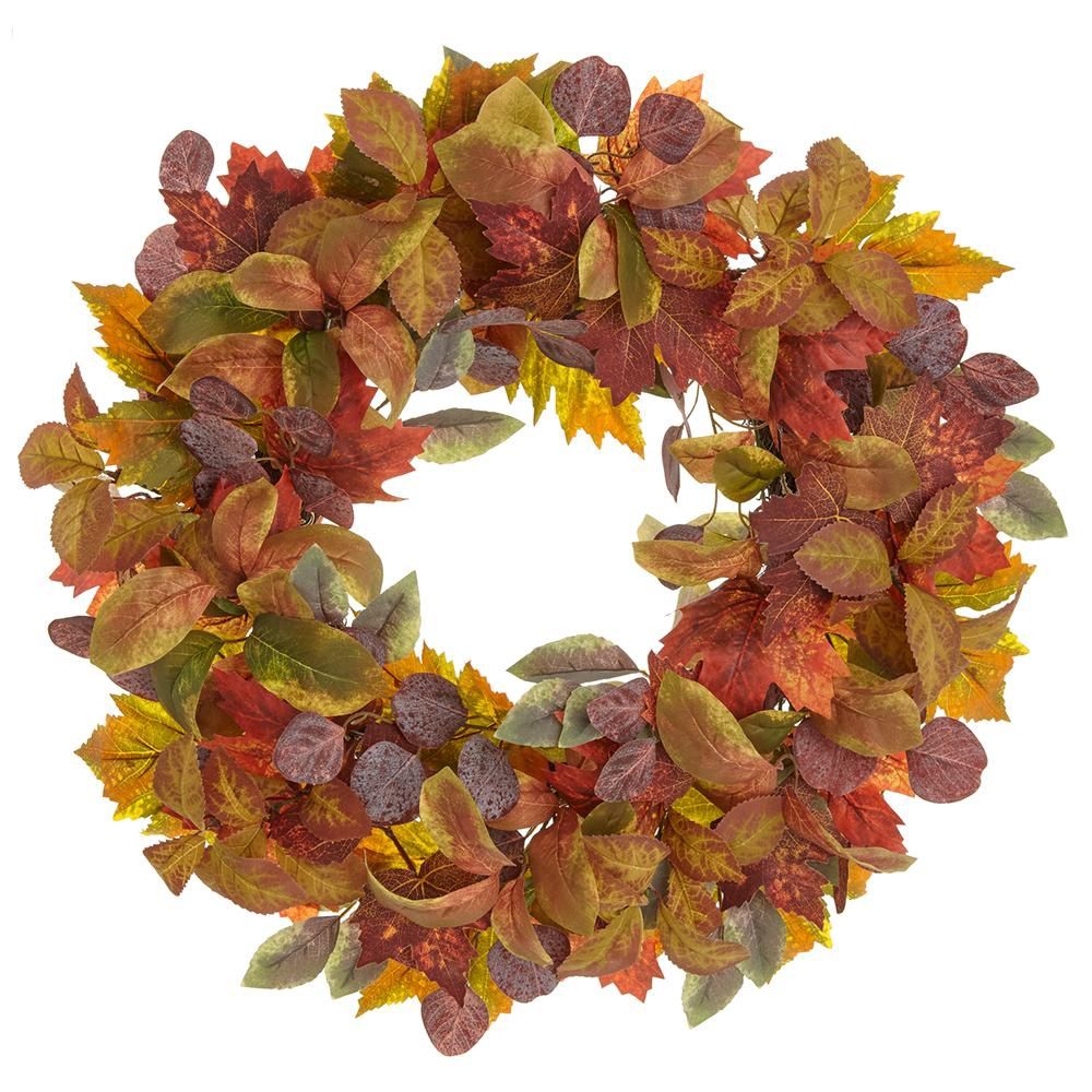 24" Fall Maple/Eucalyptus Leaf Wreath