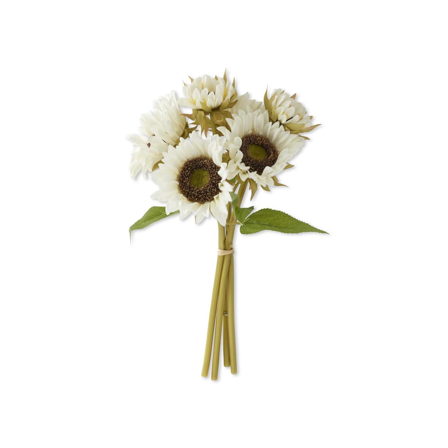 13" White Real Touch Sunflower Bundle