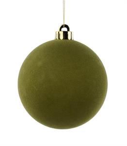 GREEN FLOCKED BALL ORNAMENT