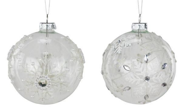 ASST GLASS SNOWFLAKE BALL