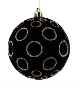 BLK/GLD FLOCK BALL ORN