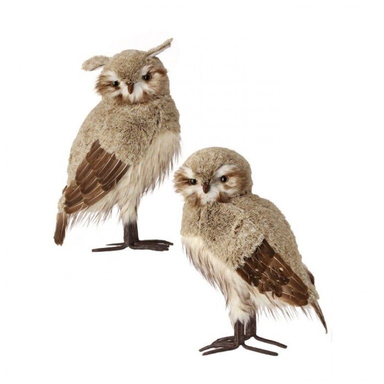 21.5" WINTER CHALET FEATHER OWL