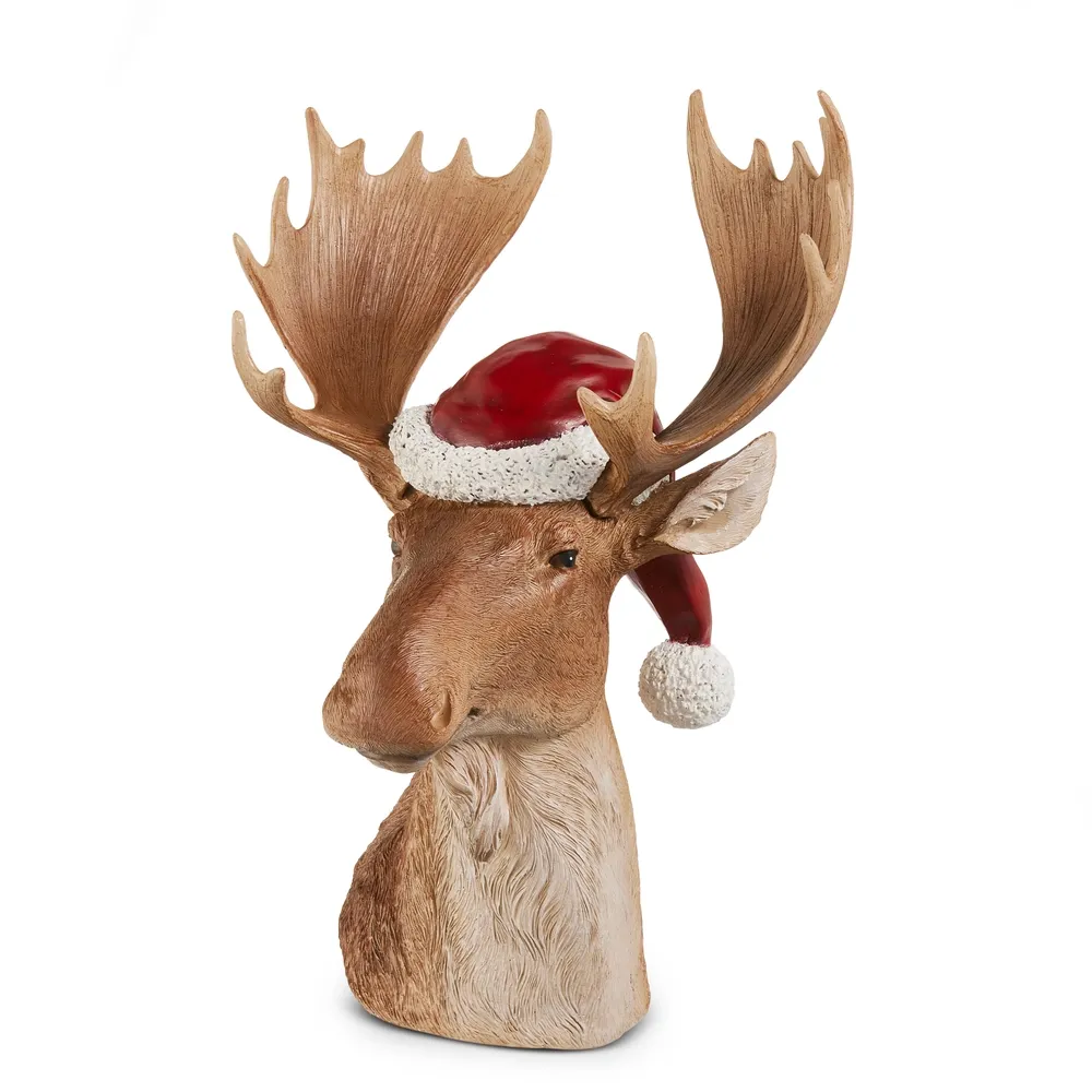 15" Moose w/ Santa Hat Bust