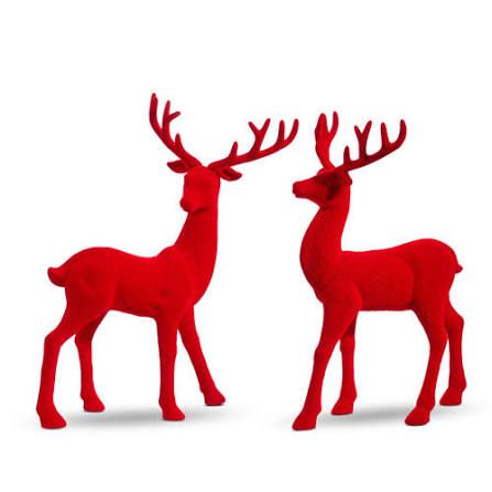 13" Flocked Deer Laying