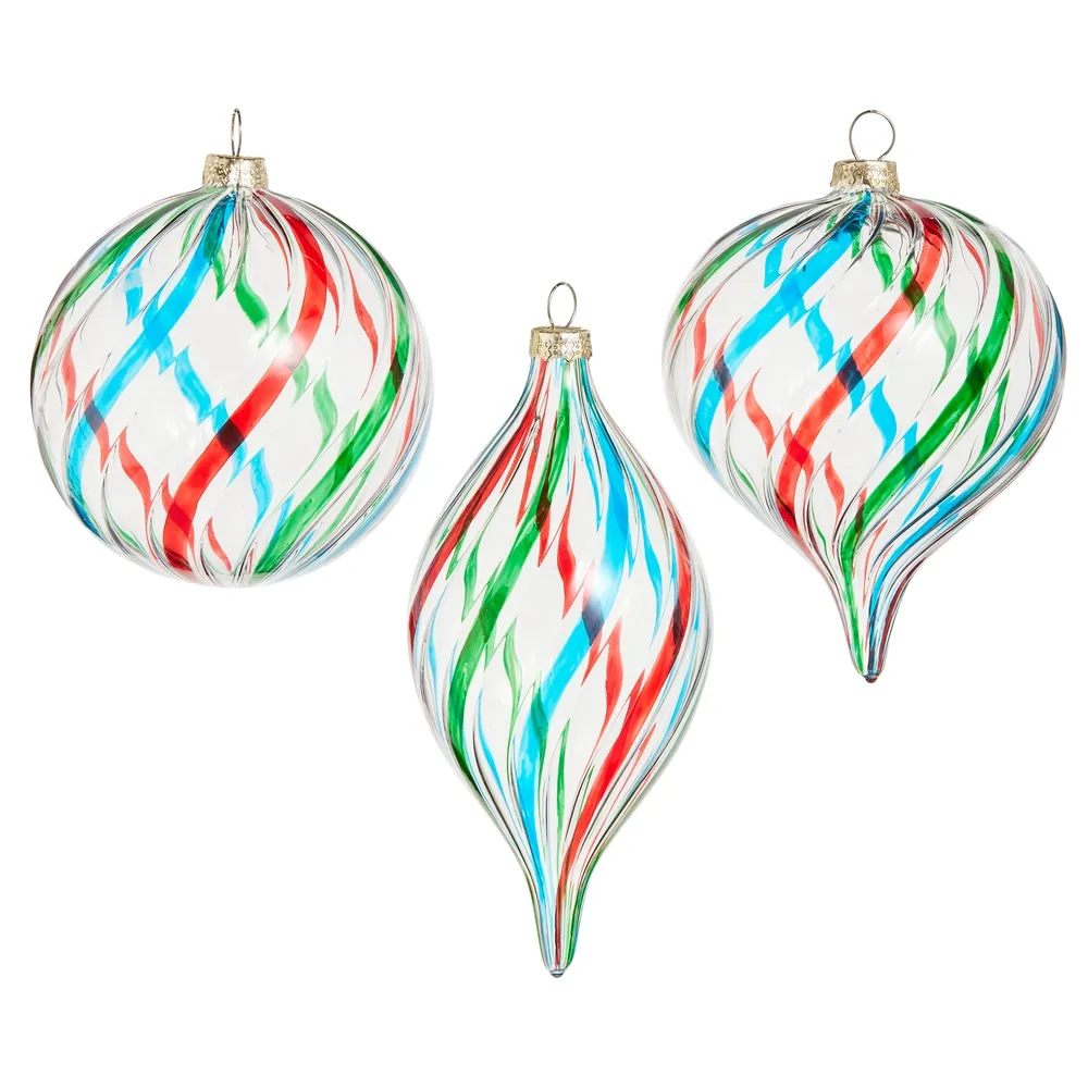 4" RGB Stripe Orn Asst.