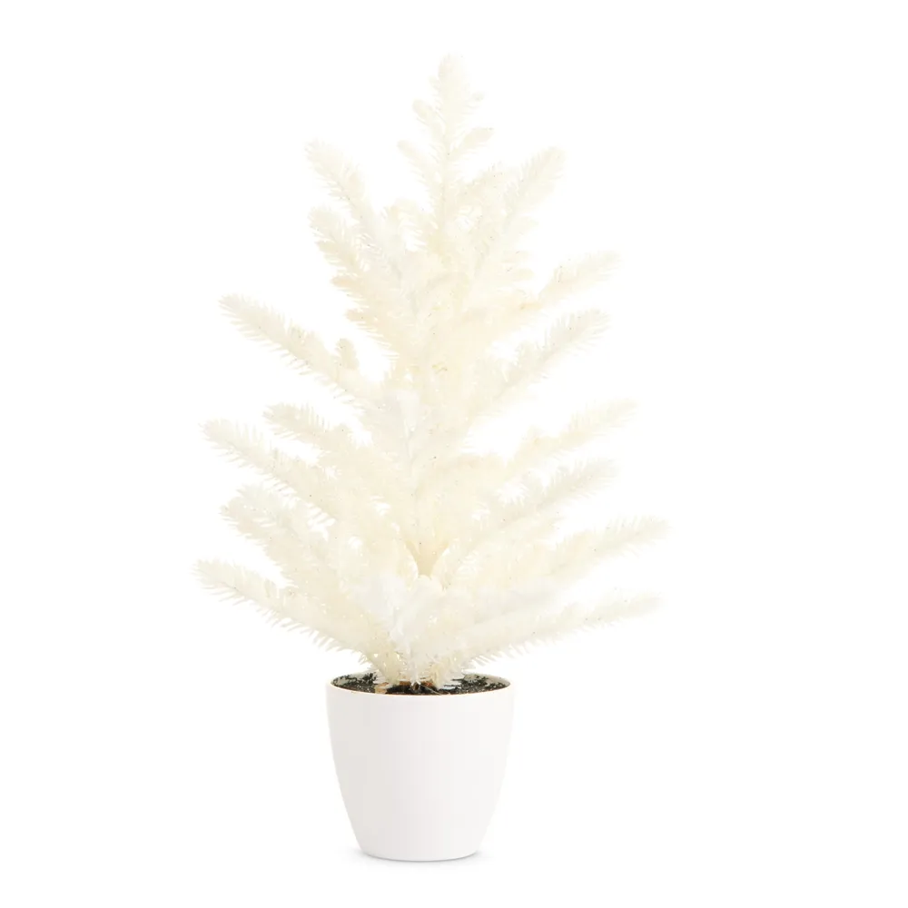 25" Potted White Glitter Tree