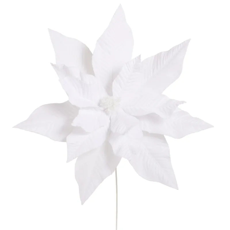 28" White Velvet Poinsettia