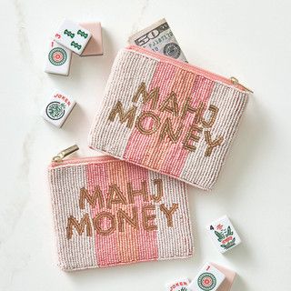 Beaded Pouch- Mahj Money