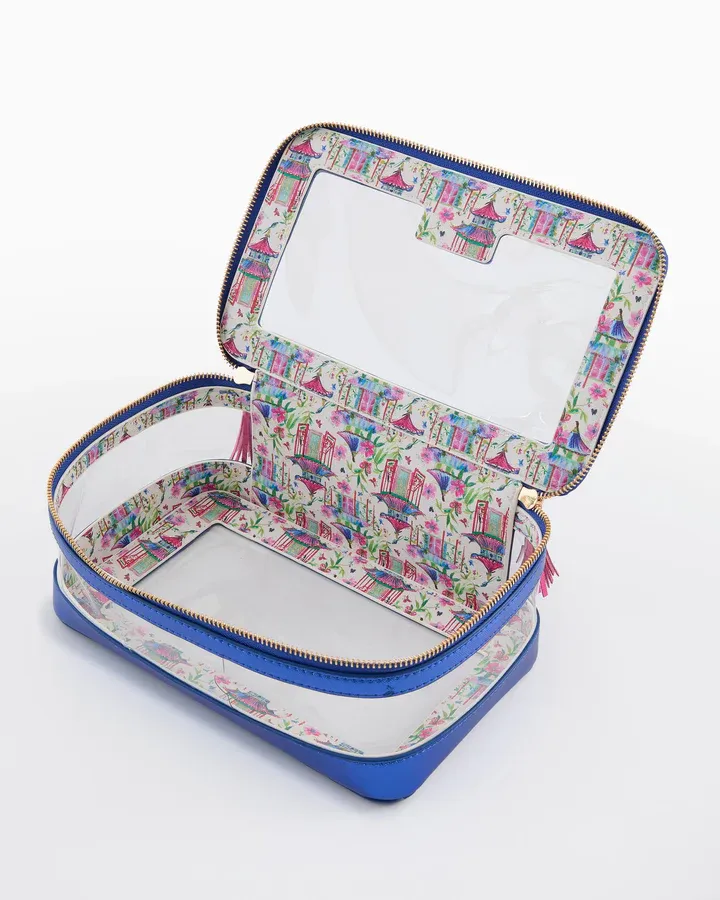 Metallic Blue Tile Storage Bag