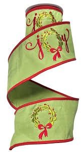 Emb. Joy Wreath Ribbon