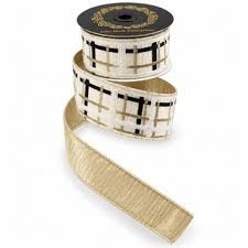 Emb. Ivory,/Gld/Blk Plaid