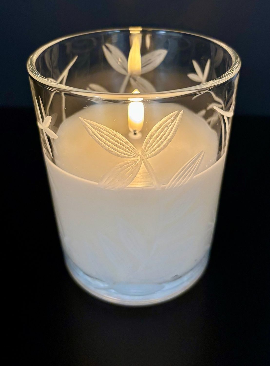 4×5" RAD. IVORY FLORAL CANDLE