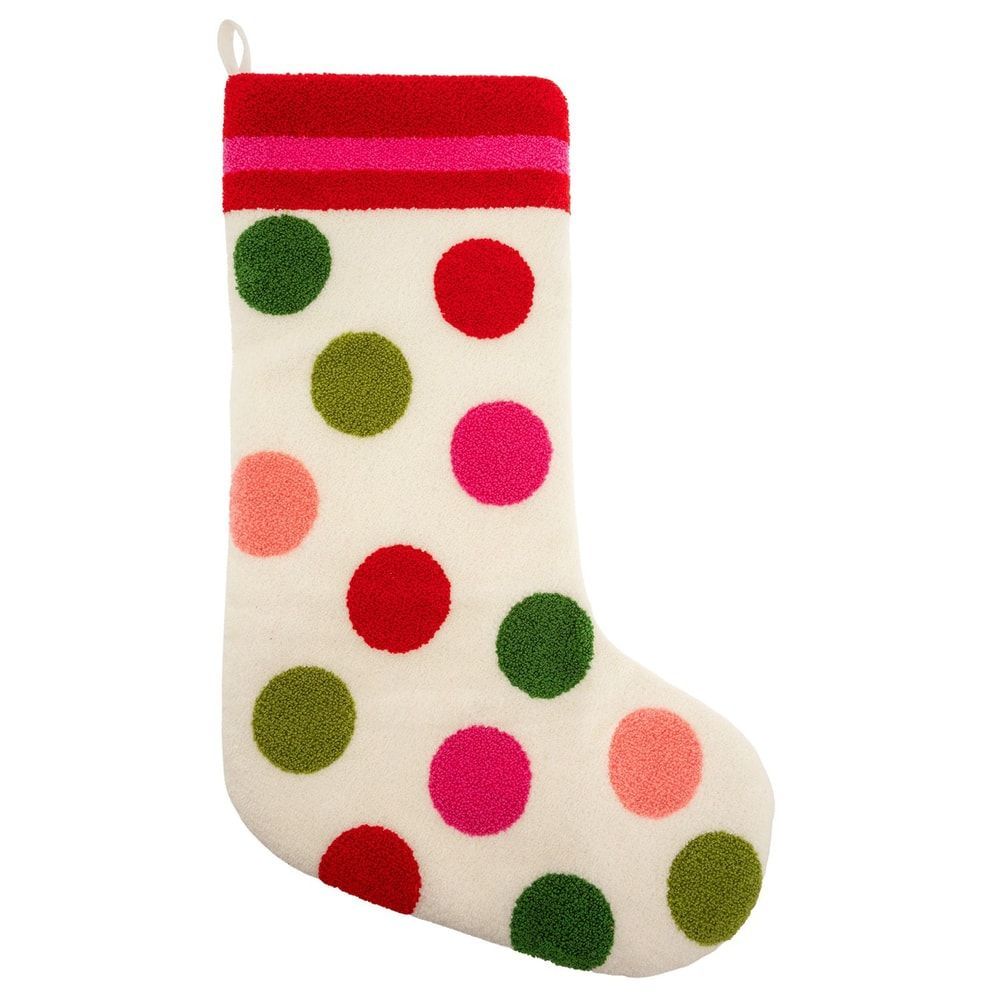 Embroidered Polka Dot Stocking