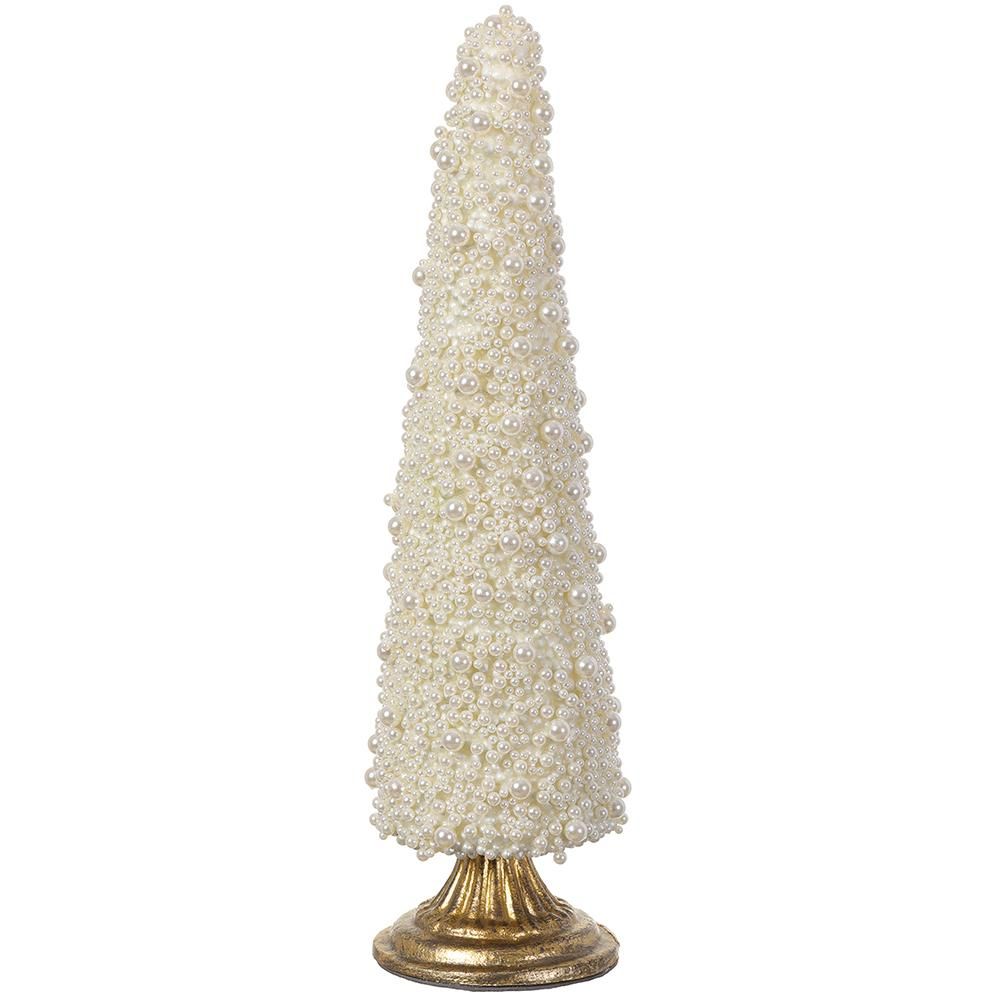 15" Pearl Cone Topiary With Stand