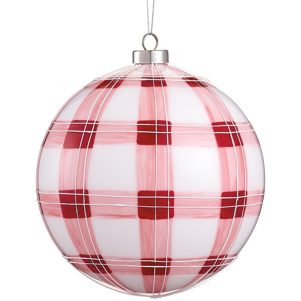 6" Plaid Glass Orn