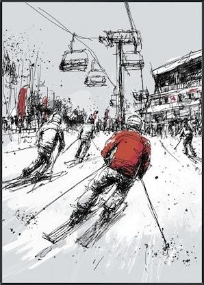 Dynamic Skiing Action 30x42"