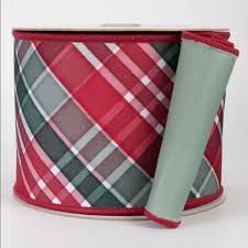 Diagonal Plaid Red/Olive