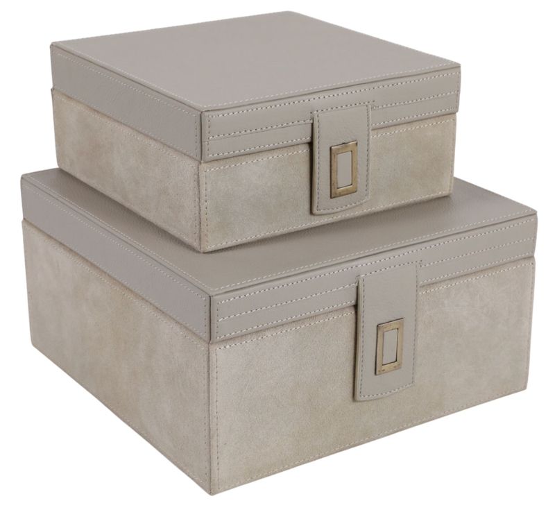 Hamden Taupe Leather Boxes