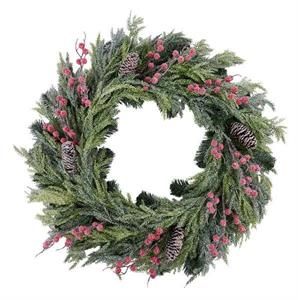 30" SNOWED PINE/BERRY WREATH