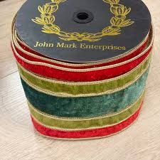 Red/Apple/Green Velvet Stripe Met. Fused