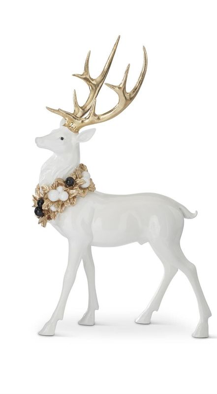 18" Deer w/Black &amp; Gold Wreaths