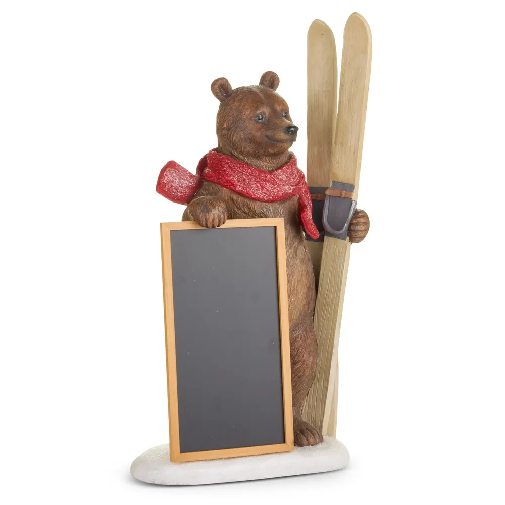 26" Skiing Bear w/ Sign