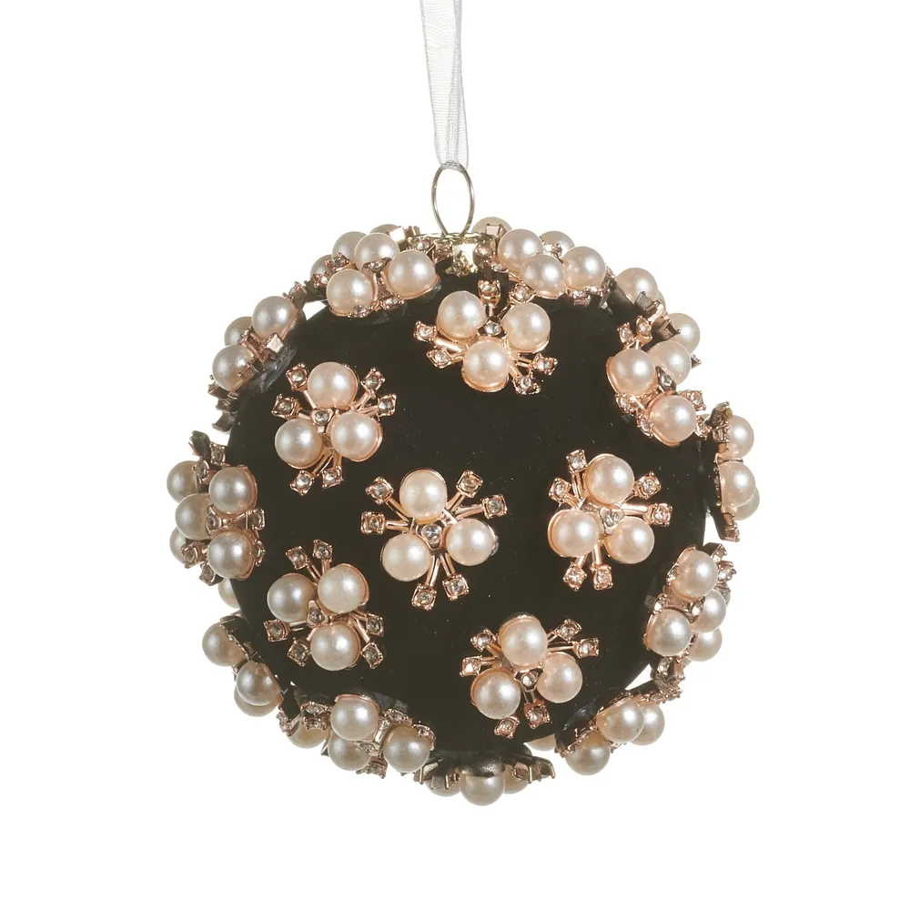 3.5" Pearl/Blk Cluster Orn