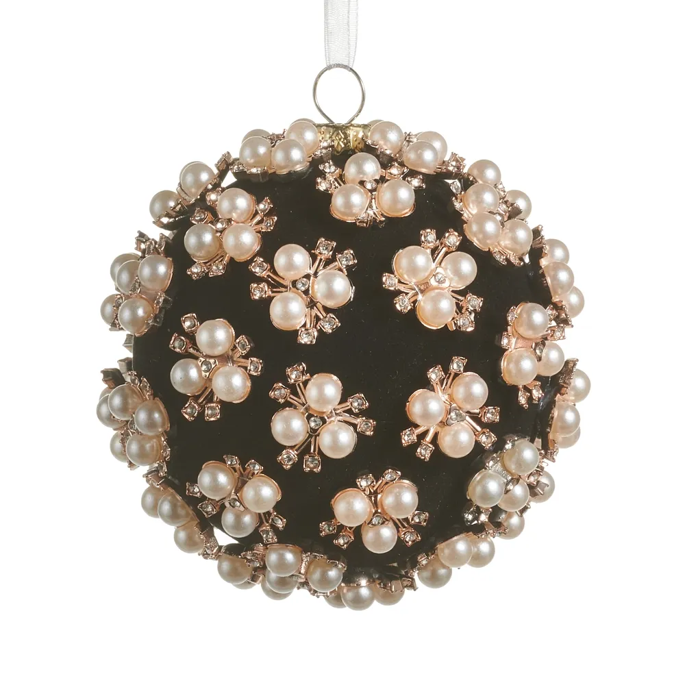 4" Pearl/Blk Cluster Orn.
