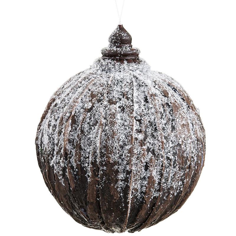 6" Snowed Faux Wood Log Ball Set of 6
