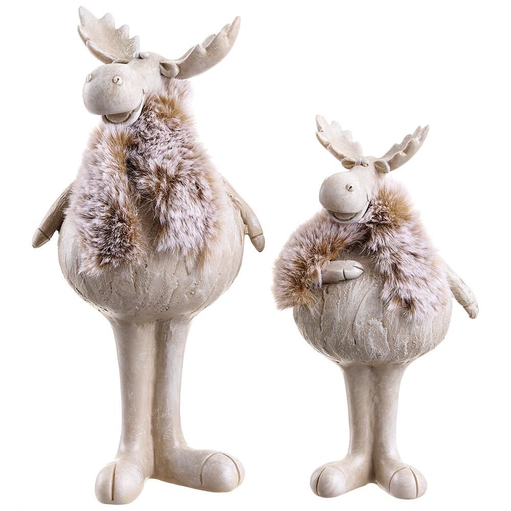 Whitewashed Moose Set of 2 (6.5", 8")