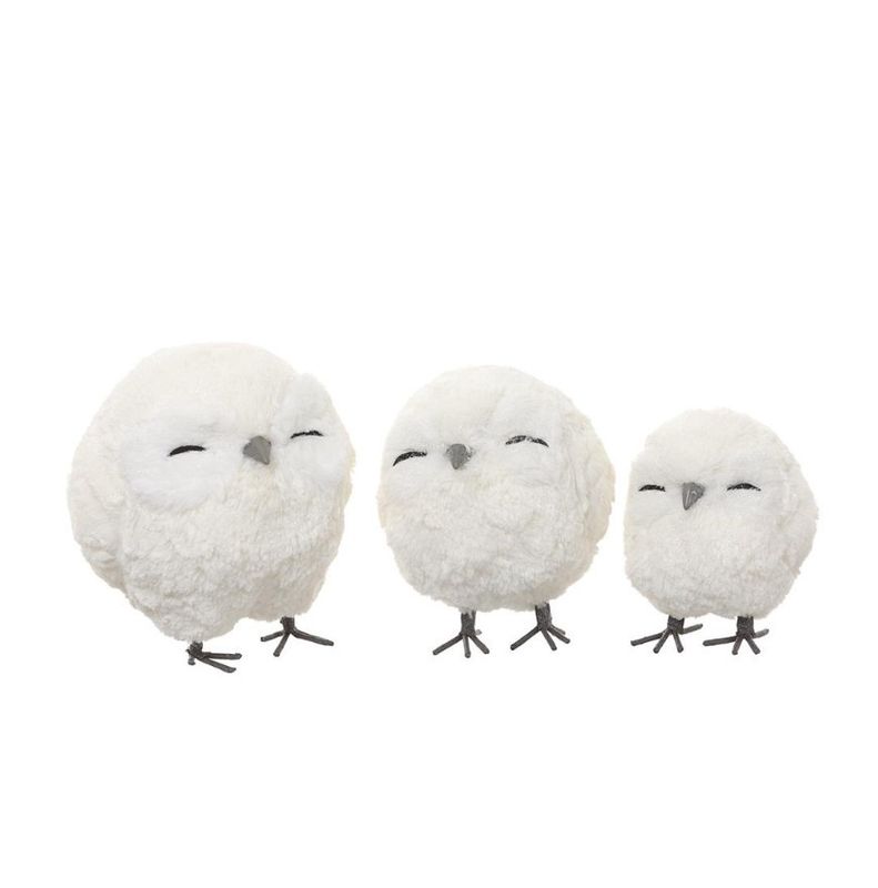 Cream &amp; White Owl Set of 3 (Sm, Md, Lg)