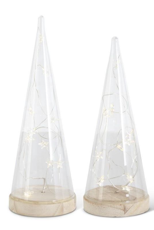 Glass Cone Tree with Star Garland Set of 3 (Sm, Md, Lg)