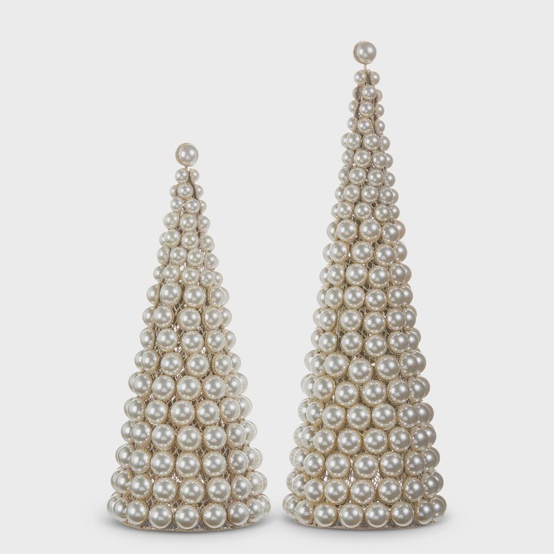 Pearl Cone Tree Set of 2 (12", 15.5")