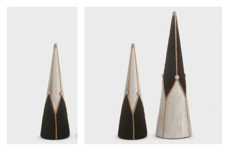 Velvet/Jewel Cone Tree Set of 2 (18", 24")