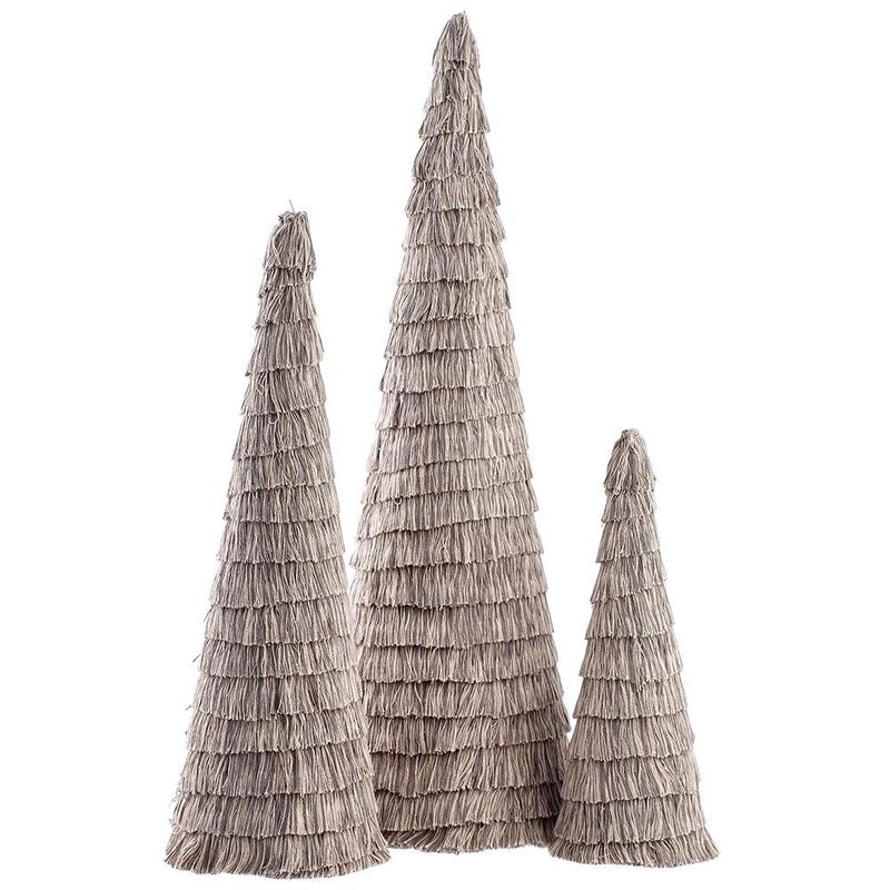 Gray Cotton Fringe Tree Set of 3 (Sm, Md, Lg)