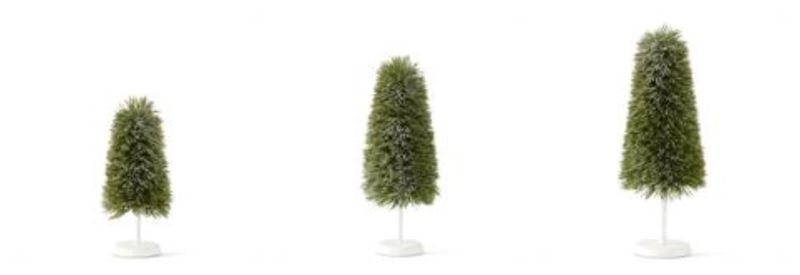 Snowy Pine on Base Set of 3 (13", 16", 18")