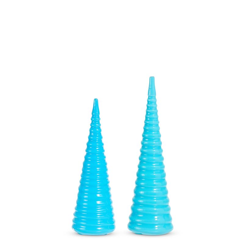 Bright Blue Spiral Tree Set of 2 (10", 12")