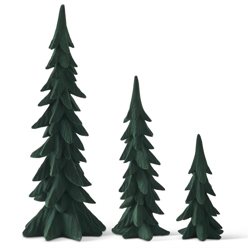 Dark Green Velvet Tree Set of 2 (17.5", 25")