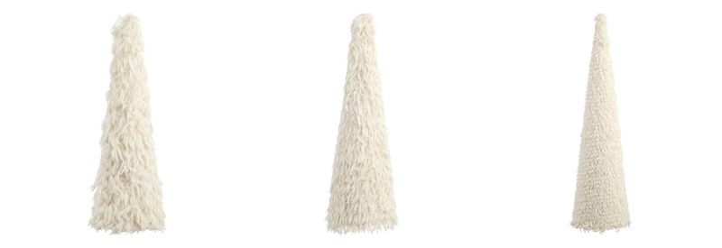 White Furry Cone Set of 3 (16", 24.5", 47")