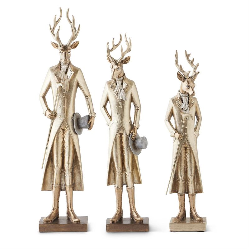 Gold Resin Standing Deer Set of 2 (12", 15")