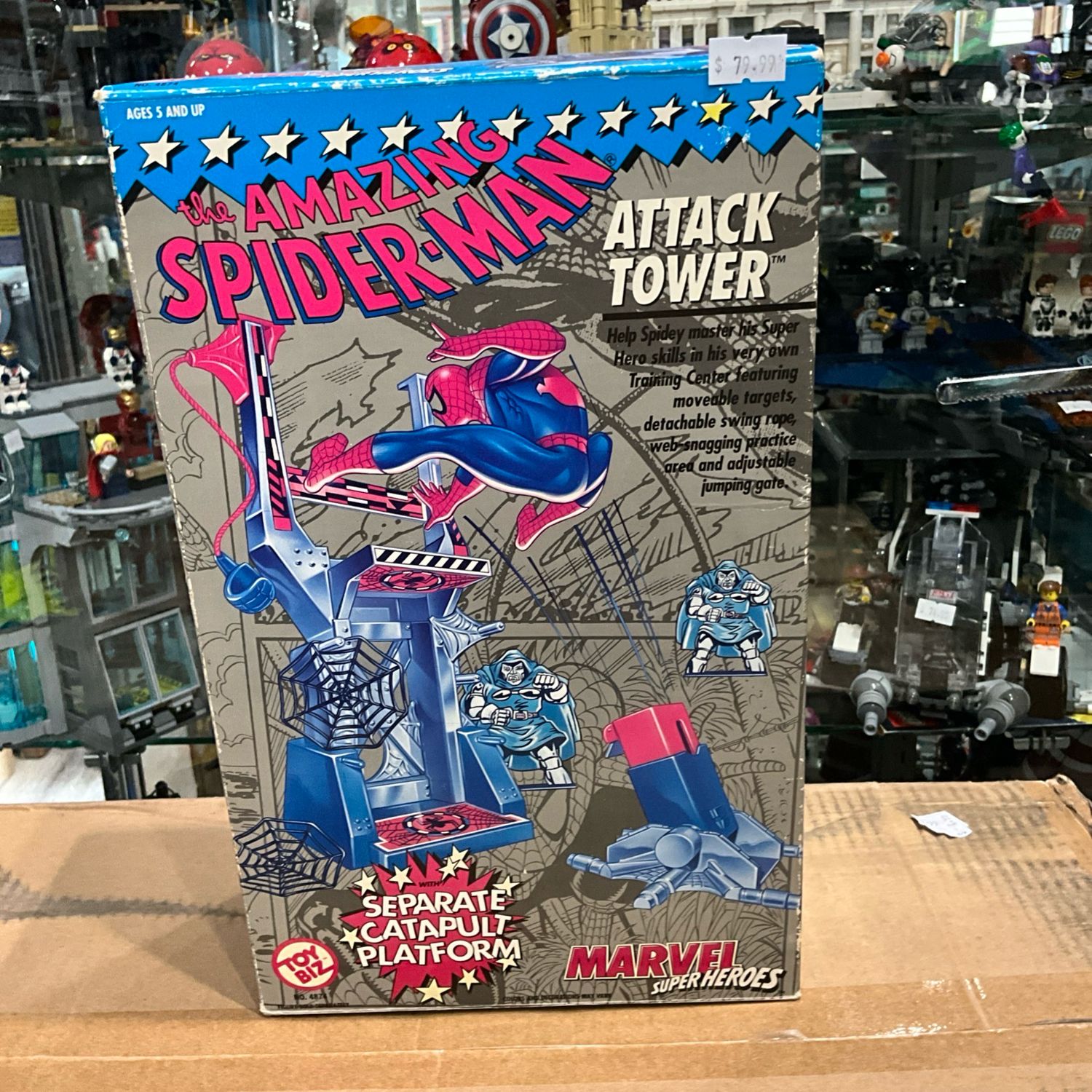 1991 Marvel Super Heroes The Amazing Spider-Man Attack Tower Sealed