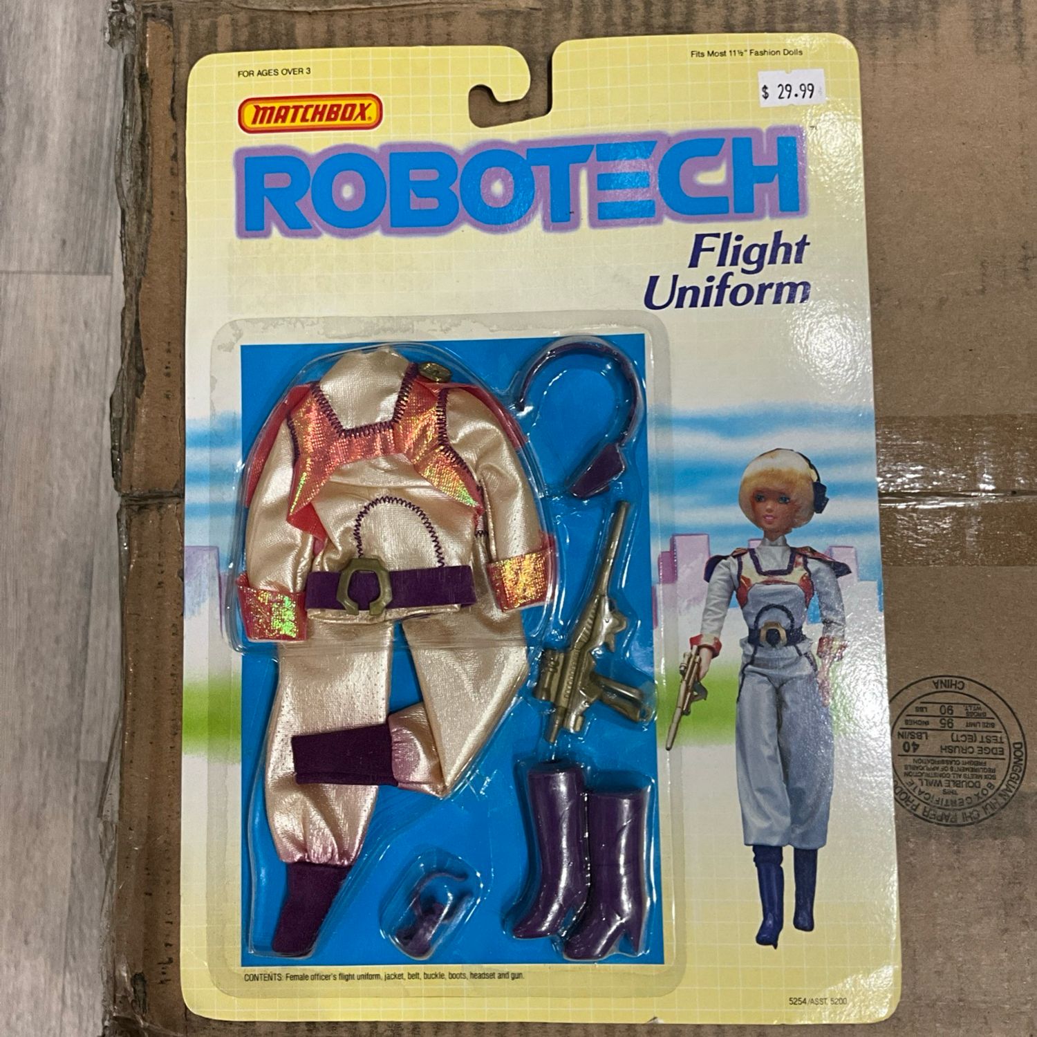 VINTAGE 1985 Matchbox Robotech 11.5" Doll Flight Uniform MOC SEALED